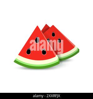 Realistic illustration of triangular watermelon slices. Vector ...