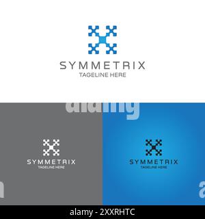 Symmetrix technology grid abstract logo design Stock Vector