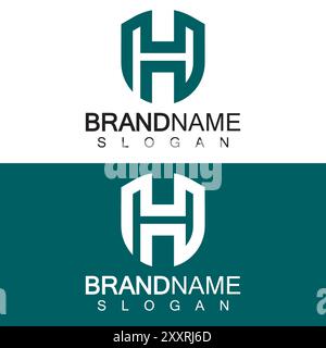 Abstract Letter H Shield Logo Design. Shield Line shape letter H monogram for company Security logo, Cyber, Protection, Guardian Logotype. Stock Vector
