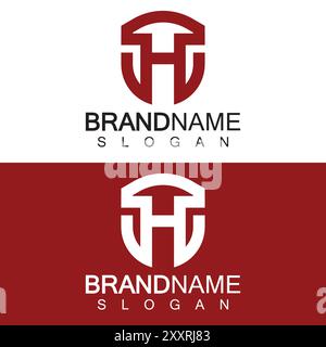 Abstract Letter H Shield Logo Design. Shield Line shape letter H monogram for company Security logo, Cyber, Protection, Guardian Logotype. Stock Vector