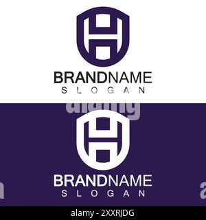 Abstract Letter H Shield Logo Design. Shield Line shape letter H monogram for company Security logo, Cyber, Protection, Guardian Logotype. Stock Vector