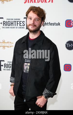 London, UK. 25th Aug, 2024. Darren King photographed on the media wall for Derelict during Frightfest 2024, the 25th edition of the horror film festival. Picture by Julie Edwards./Alamy Live News Stock Photo