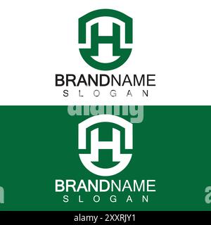 Abstract Letter H Shield Logo Design. Shield Line shape letter H monogram for company Security logo, Cyber, Protection, Guardian Logotype. Stock Vector