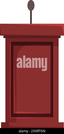 Classic wooden podium with a microphone, perfect for presentations, speeches, and conferences Stock Vector