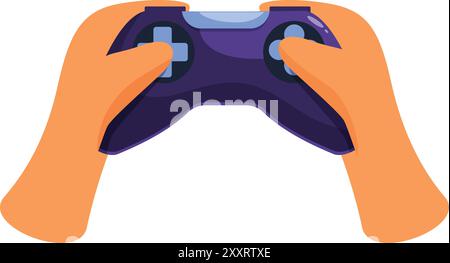 Hands holding a wireless gamepad, playing a video game Stock Vector