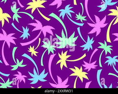 Seamless pattern with colorful palm trees. Summer time, wallpaper with tropical palm trees pattern. Design for printing t-shirts, banners and promotio Stock Vector