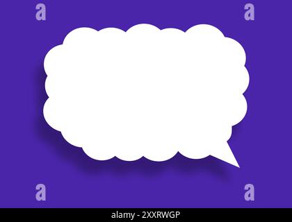 Empty white cloud paper speech bubble shape against blue background for design in your work business concept. Stock Photo