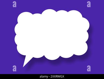 Empty white cloud paper speech bubble shape against blue background for design in your work business concept. Stock Photo