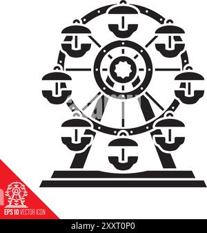 Ferris wheel vector glyph icon Stock Vector