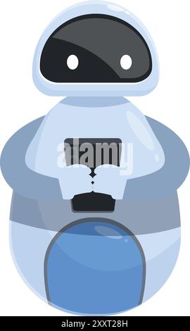 Friendly robot is holding a smartphone, showcasing the intersection of artificial intelligence and mobile technology Stock Vector