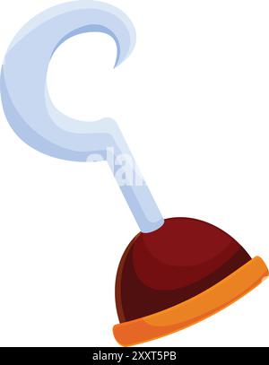 This cartoon pirate hook is a metal prosthesis replacing a hand Stock Vector