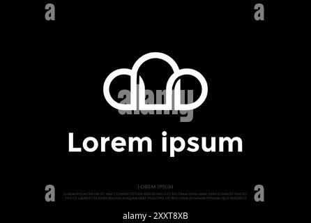 Simple Cloud Line Outline for Storage Technology Logo Design Vector Stock Vector