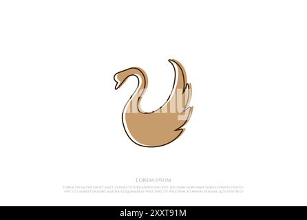Elegant Luxury Golden Swan Logo Design Vector Stock Vector