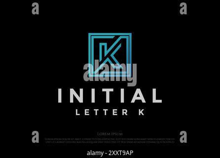 Simple Minimalist Square Initial Letter K Logo Design Vector Stock Vector