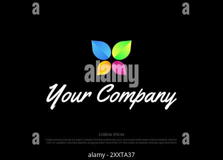 Simple Minimalist Butterfly Leaf Leaves Logo Design Vector Stock Vector