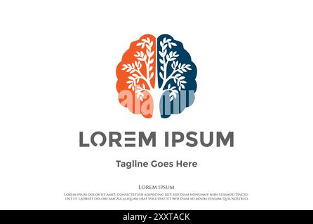 Brain Tree Creative Education Nature Logo Design Vector Stock Vector