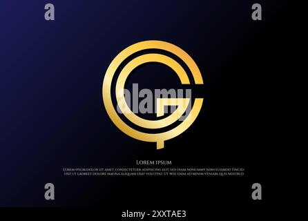 Simple Minimalist Luxury Initial Letter GC CG Golden Coin Logo Design Vector Stock Vector