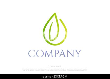Nature Leaf Leaves Water Oil Drop Extract Herbal Logo Design Vector Stock Vector