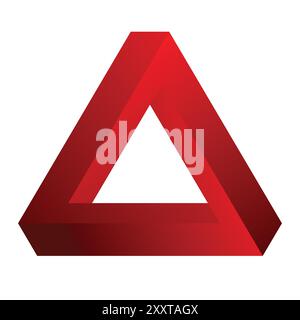 The abstract color triangle overlap on a white background. The Penrose triangle. Stock Vector