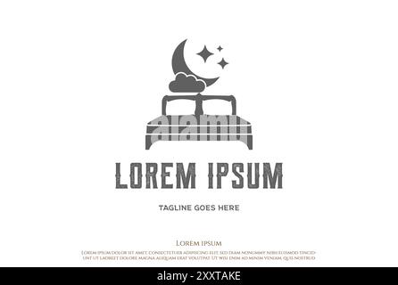 Night Bed Pillow Duvet Hotel Villa Resort Cottage Inn Logo Design Vector Stock Vector