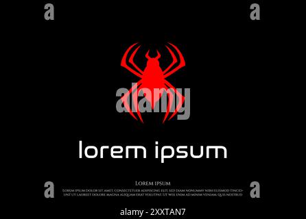 Simple Minimalist Red Spider Logo Design Vector Stock Vector