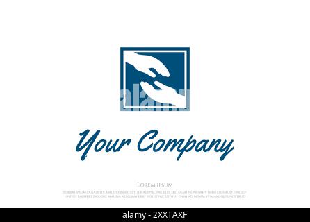Simple Minimalist Hand Give and Received for Charity, Diversity, Community, Foundation Logo Design Vector Stock Vector