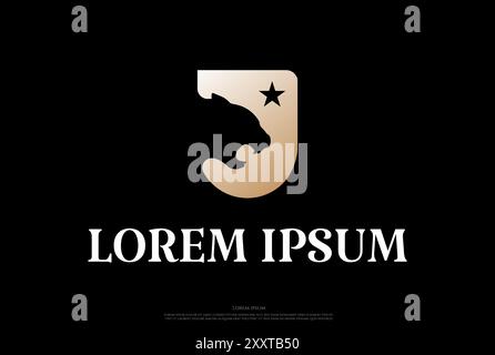 Initial Letter J for Jaguar Tiger Leopard Panther Logo Design Vector Stock Vector