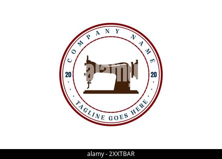 Vintage Hipster Sewing Machine for Tailor Fashion Apparel Logo Design Vector Stock Vector