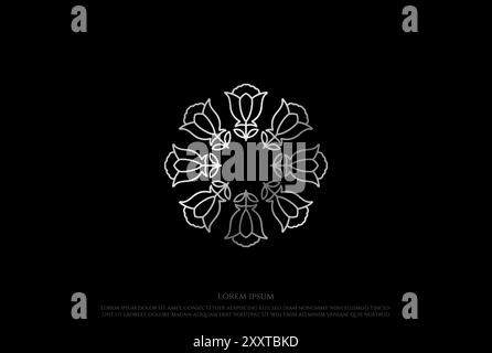 Elegant Luxury Geometric Flower Leaf Logo Design Vector Stock Vector