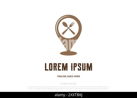 Pin Map GPS Food Restaurant Location Logo Design Vector Stock Vector