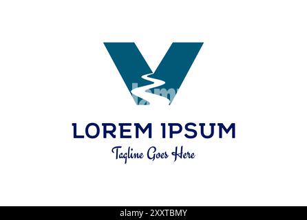 Simple Minimalist Initial Letter V Valley Creek River Road Logo Design Vector Stock Vector