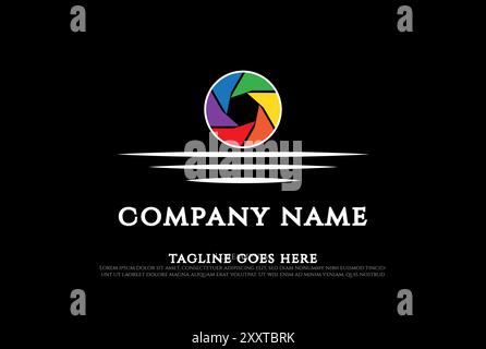 Sunset Sunrise Moon Shutter Aperture Camera Photography Logo Design Vector Stock Vector