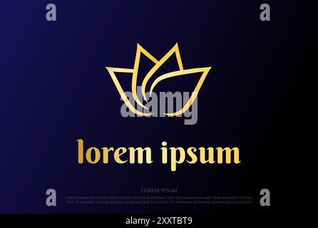 Simple Minimalist Elegant Luxury Golden Lotus Flower Logo Design Vector Stock Vector