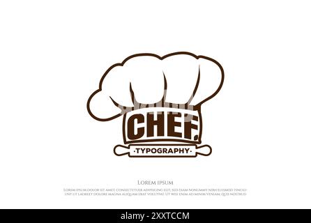 Chef Hat Restaurant Cooking Typography Logo Design Vector Stock Vector