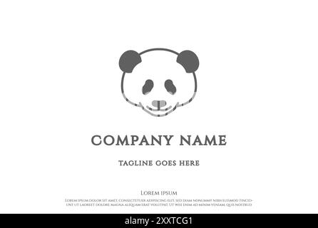Simple Minimalist Cute Silhouette Face Panda Logo Design Vector Stock Vector