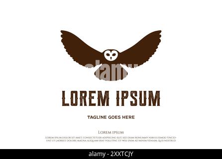 Vintage Retro Flying Owl Bird Logo Design Vector Stock Vector