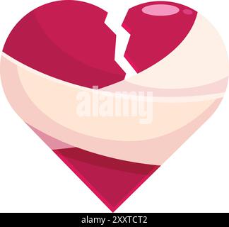 Bandage is covering a broken heart symbolizing the healing process Stock Vector