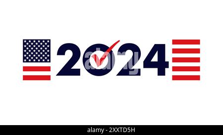 Vote 2024 icon. Election day in USA with 2024 numbers and US flag. Vector Illustration for Presidential Election, November 5 Stock Vector