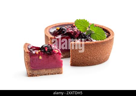 Small  cakes with currant isolated on white Stock Photo