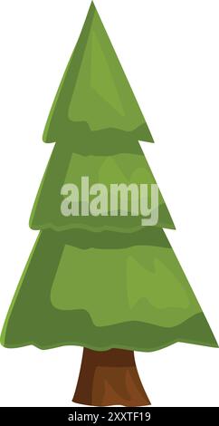 Stylized illustration of a green pine tree, perfect for representing nature, forests, or environmental themes Stock Vector