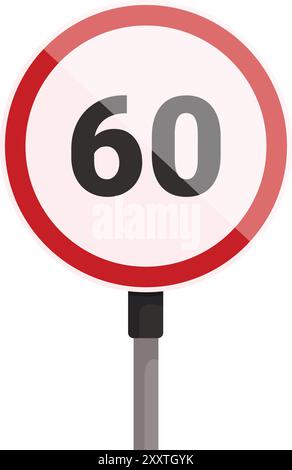 Road sign indicating a speed limit of 60 kilometers per hour reminding drivers to maintain a safe and legal speed Stock Vector Image Art Alamy