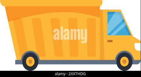 Yellow tipper truck is transporting building materials for construction Stock Vector