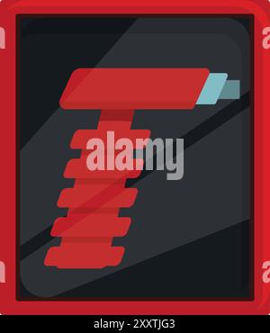Red fire safety box containing a fire hose hanging on a wall Stock Vector