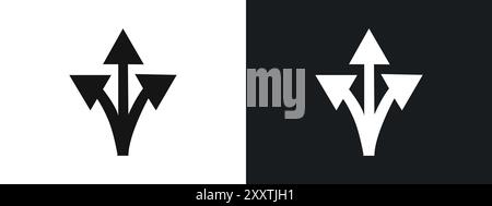 3 arrow way icon linear vector graphics sign or symbol set for web app ui Stock Vector