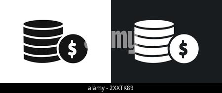 Coin stack icon linear vector graphics sign or symbol set for web app ui Stock Vector