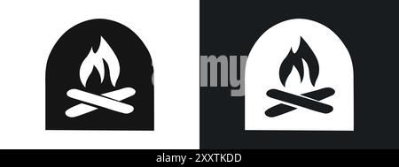 Fireplace icon linear vector graphics sign or symbol set for web app ui Stock Vector