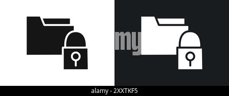 Files and Folders Security icon linear vector graphics sign or symbol set for web app ui Stock Vector