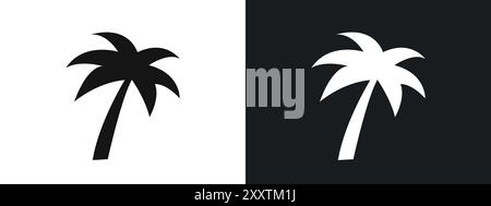 Palm tree icon linear vector graphics sign or symbol set for web app ui Stock Vector