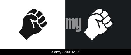 punch fist hand icon linear vector graphics sign or symbol set for web app ui Stock Vector