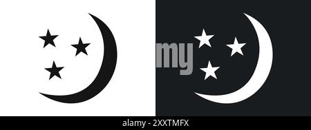 Moon and stars icon linear vector graphics sign or symbol set for web app ui Stock Vector